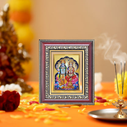Diviniti 24K Gold Plated Vishnu Lakshmi (Classic) Divine Table Top Frame for Home Mandir & Office Decor | Luxury Spiritual Gift