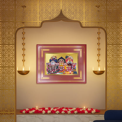 Jagannath Subhadra Balabhadra Wall Photo Frame in 24K Gold Plated Foil | Divine Trinity, Protection & Spiritual Bliss