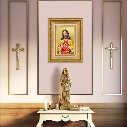 Diviniti 24K Gold Plated Jesus Christ (Classic) Divine Wall Frame for Home Mandir & Office Decor | Luxury Spiritual Gift