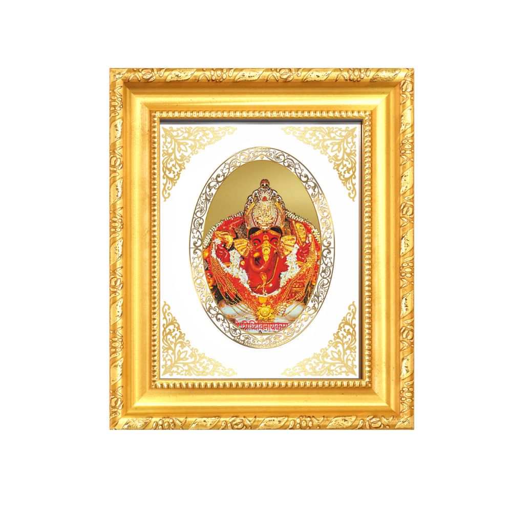 Siddhivinayak Ganpati Divine Mumbai Sacred Wish Fulfillment Royal Tabletop Frame in 24K Gold Plated Foil