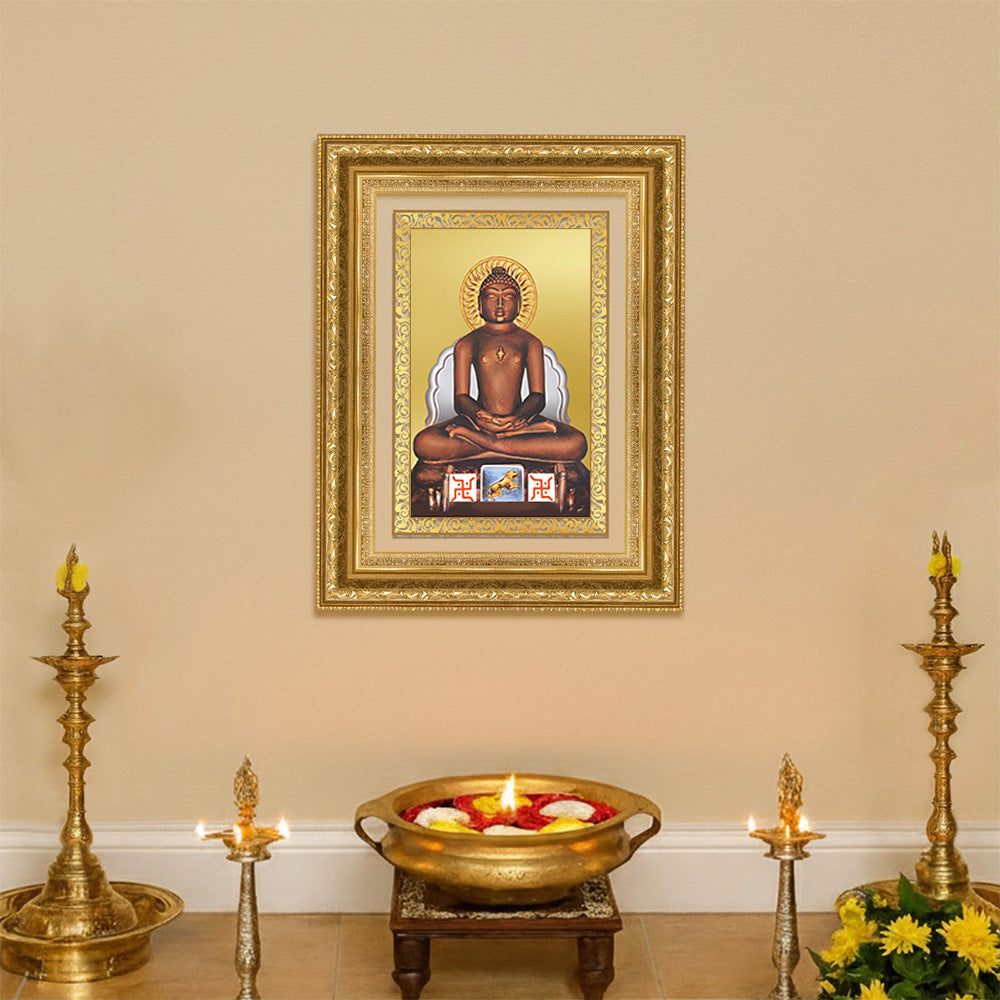 Diviniti 24K Gold Plated Mahavir (Classic) Divine Wall Frame for Home Mandir & Office Decor | Luxury Spiritual Gift
