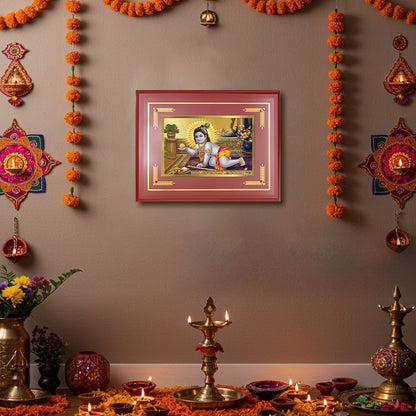 Diviniti 24K Gold Plated Laddu Gopal Blessing Tabletop Photo Frame | Love, Joy & Divine Grace