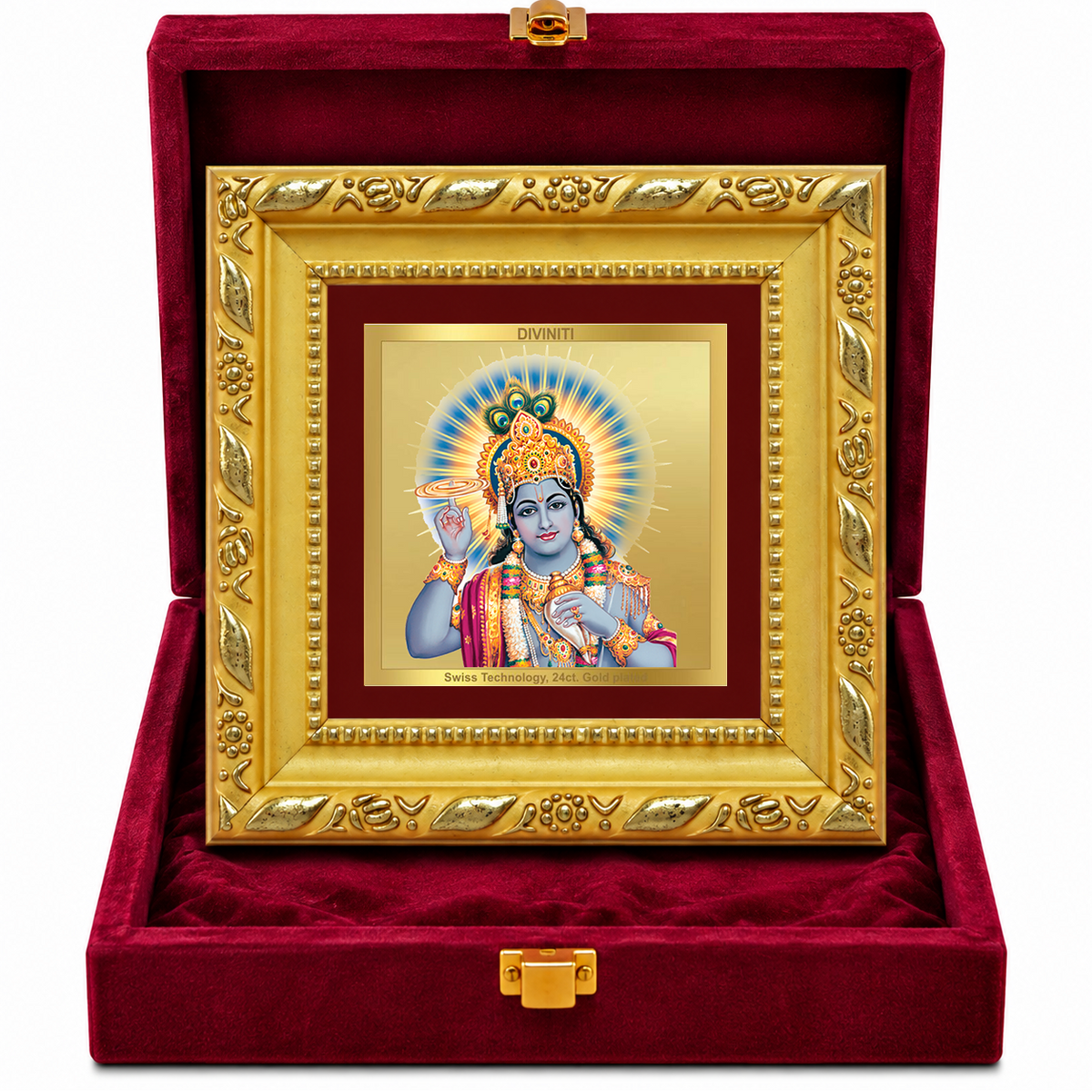24K Gold-Plated Lord Vishnu Frame | Premium Gift Box | 10x10 CM