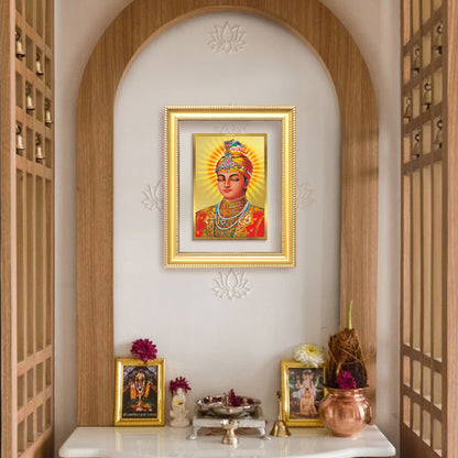 Diviniti 24K Gold Plated Guru Harkrishan Sahib Ji (Classic) Sacred Sikh Wall Frame for Home Decor & Office Ambiance | Premium Spiritual Gift