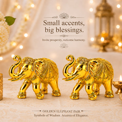 999 Gold-Plated Elephant Pair | Premium Gift Box | 10x13 CM