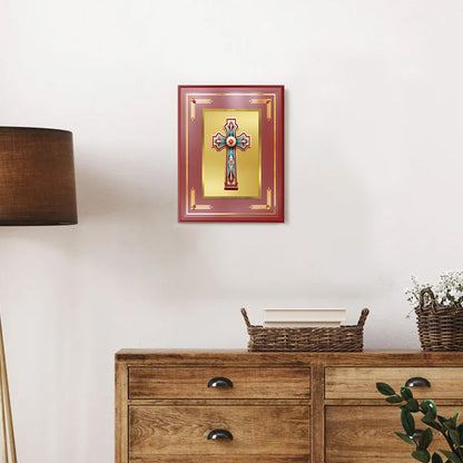 Holy Cross | Sacred Christian Cross Wall & Tabletop Photo Frame in 24K Gold Plated Foil