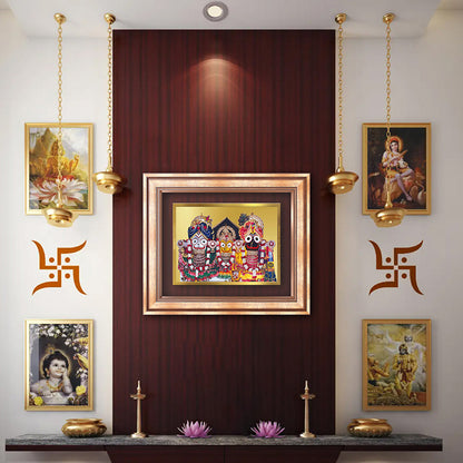 Diviniti 24K Gold Plated Jagannath Subhadra Balabhadra (Classic) Divine Wall Frame for Home Mandir & Office Decor | Luxury Spiritual Gift