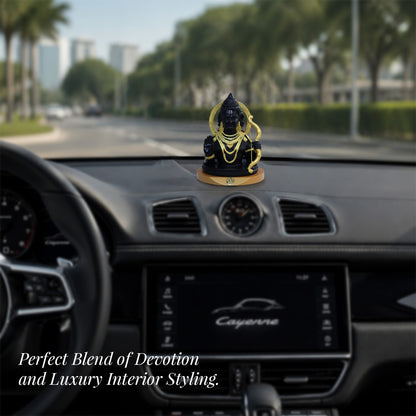24K Gold-Plated Ram Lalla Resin Idol with Bow for Car Dashboard & Home Decor | Premium Gift Box | 8.5x7 CM