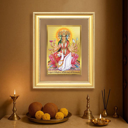 Diviniti 24K Gold Plated Gayatri Maa (Classic) Divine Wall Frame for Home Mandir & Office Decor | Luxury Spiritual Gift
