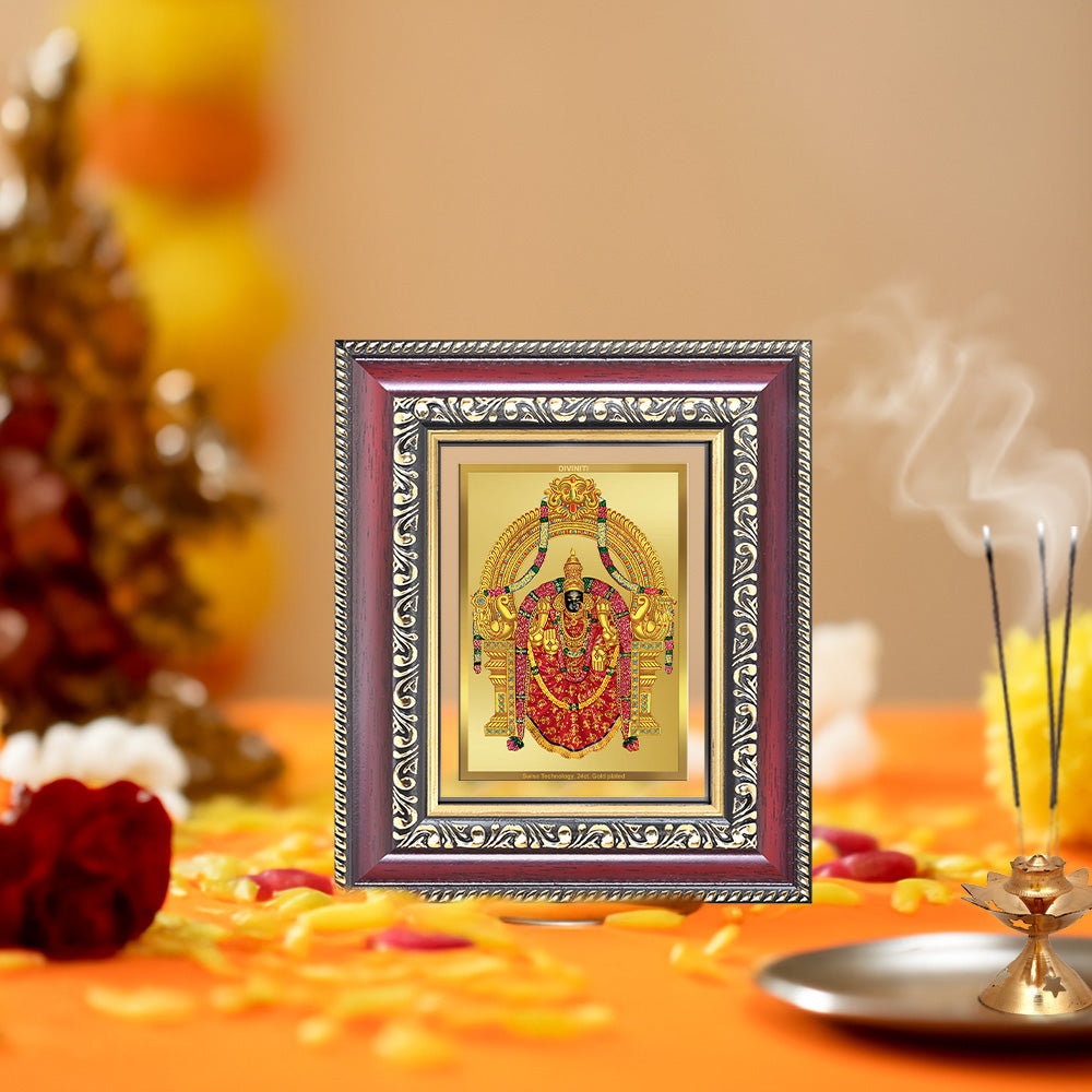 Diviniti 24K Gold Plated Padmavati (Classic) Divine Table Top Frame for Home Mandir & Office Decor | Luxury Spiritual Gift