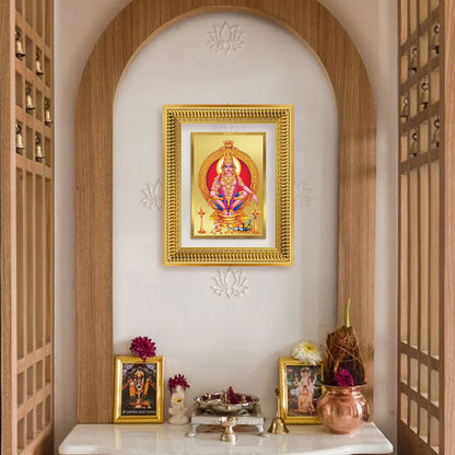 Diviniti 24K Gold Plated Ayyappan Divine Wall Frame for Home Mandir & Office Decor | Luxury Spiritual Gift