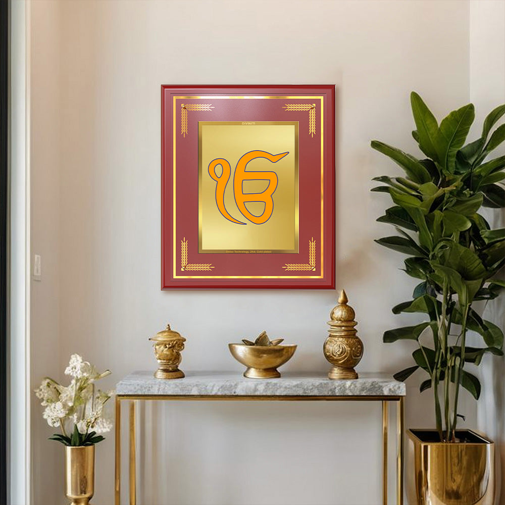 Diviniti Ik Onkar Wall Photo Frame in 24K Gold Plated Foil | Divine Unity, Peace & Eternal Truth