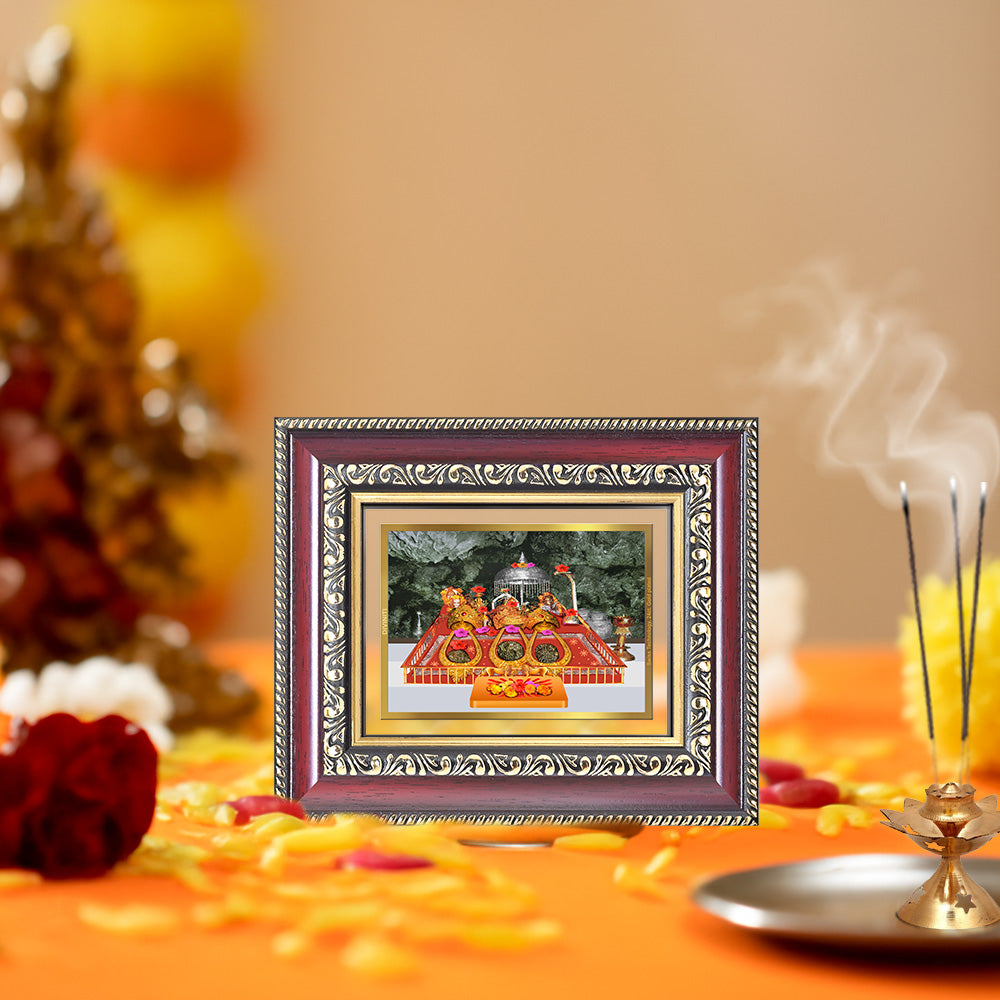 Diviniti 24K Gold Plated Mata Ka Darbar (Classic) Divine Table Top Frame for Home Mandir & Office Decor | Luxury Spiritual Gift