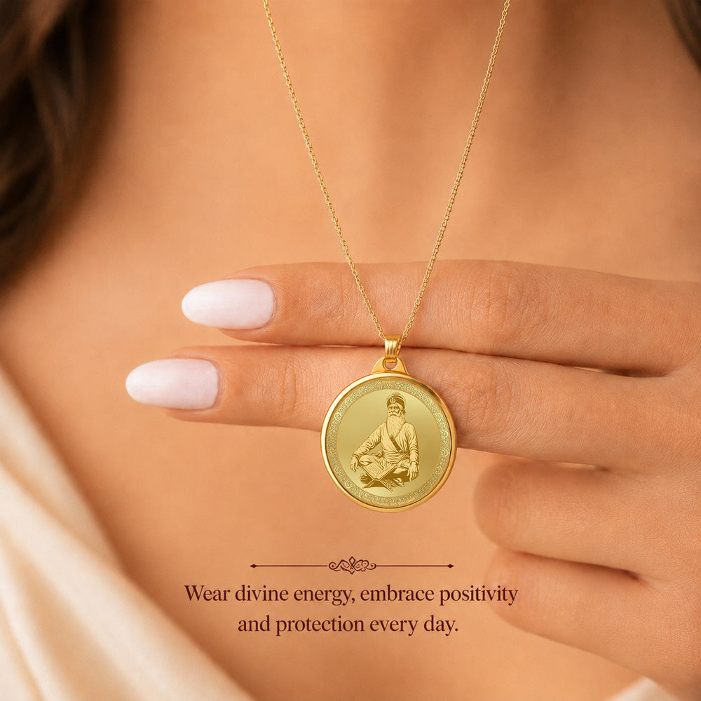 Diviniti 24K Double Sided Gold Plated Pendant Baba Deep Singh & Golden Temple | 18 MM Flip Coin (1 PCS)