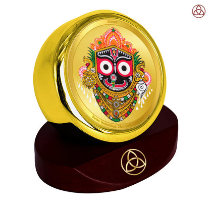 Jagannath Balaram Suvadra | Divine Lord Jagannath Family Car Dashboard & Tabletop Photo Frame in 24K Gold Plated Foil