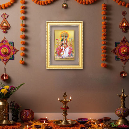 Diviniti 24K Gold Plated Gayatri Maa (Classic) Divine Wall Frame for Home Mandir & Office Decor | Luxury Spiritual Gift