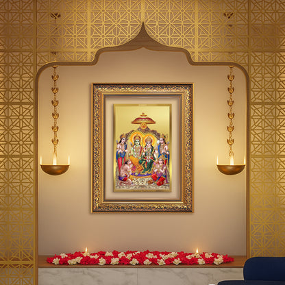 Diviniti 24K Gold Plated Ram Darbar Divine Wall Frame for Home Mandir & Office Decor | Luxury Spiritual Gift