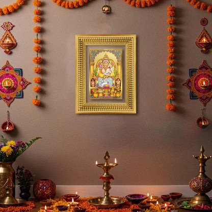 Diviniti 24K Gold Plated Kuber (Classic) Divine Wall Frame for Home Mandir & Office Decor | Luxury Spiritual Gift
