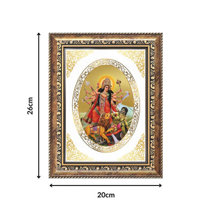 Durga Mahishasura Mardini | Divine Shakti Wall & Tabletop Royal Photo Frame in 24K Gold Plated Foil