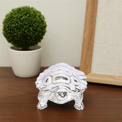 999 Silver Plated Tortoise Showpiece | Luxury Finish Decorative Tabletop Figurine for Home Decor and Gifting