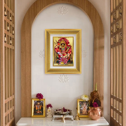 Diviniti 24K Gold Plated Katyayani Mata (Classic) Divine Wall Frame for Home Mandir & Office Decor | Luxury Spiritual Gift
