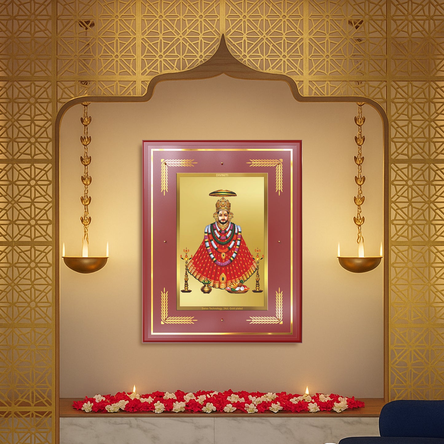 Khatu Shyam Ji | Divine Wall Mount Photo Frame in 24K Gold Plated Foil