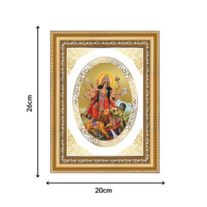Durga Mahishasura Mardini | Divine Shakti Wall & Tabletop Royal Photo Frame in 24K Gold Plated Foil