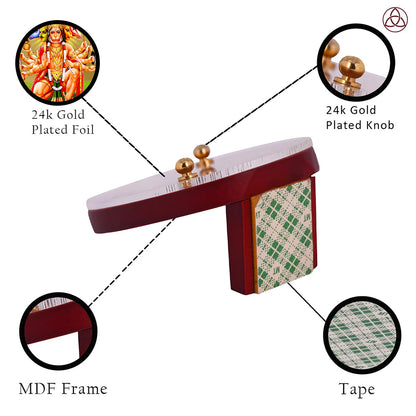 Panchmukhi Hanuman Car Dashboard & Tabletop Photo Frame showcasing 24K gold plated foil and intricate MDF design.