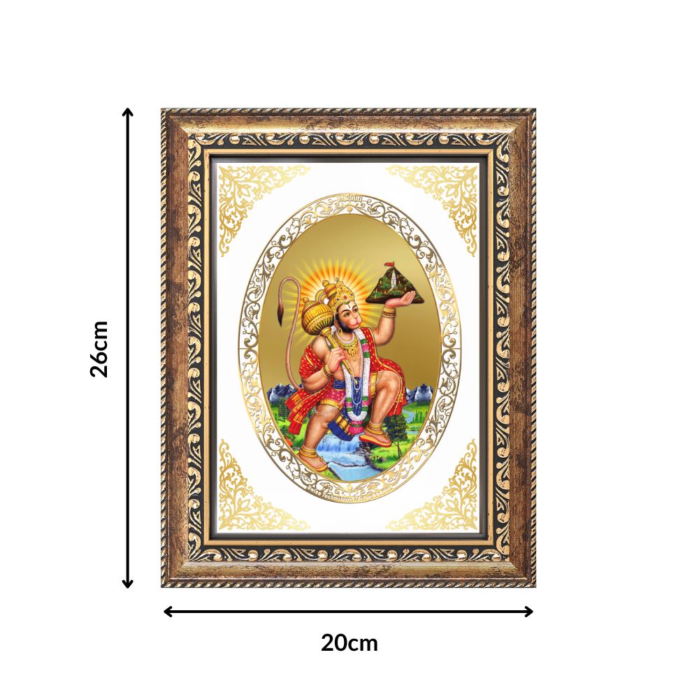 Lord Hanuman Blessing Form | Divine Wall & Tabletop Royal Photo Frame in 24K Gold Plated Foil