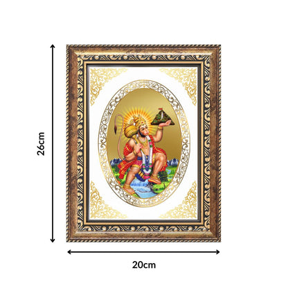 Lord Hanuman Blessing Form | Divine Wall & Tabletop Royal Photo Frame in 24K Gold Plated Foil