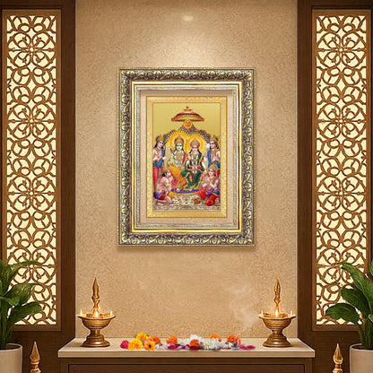 Diviniti 24K Gold Plated Ram Darbar Divine Wall Frame for Home Mandir & Office Decor | Luxury Spiritual Gift