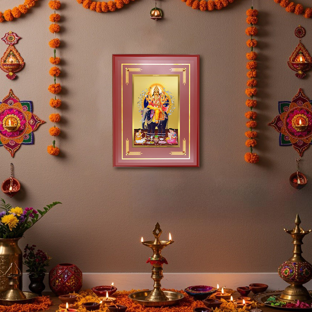 Diviniti Lord Vishvakarma Wall Photo Frame in 24K Gold Plated Foil | Creation, Skill & Divine Craftsmanship
