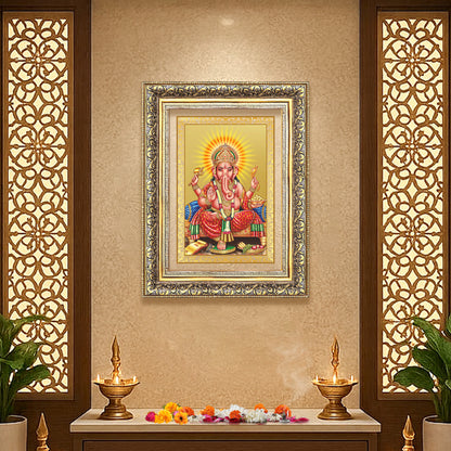 Diviniti 24K Gold Plated Ganesha (Classic) Divine Wall Frame for Home Mandir & Office Decor | Luxury Spiritual Gift