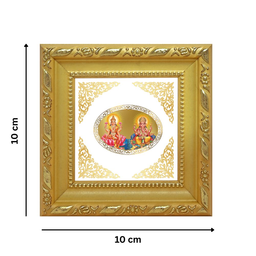 Lakshmi Ganesh | Divine Prosperity Duo Royal Tabletop Photo Frame in 24K Gold Plated Foil