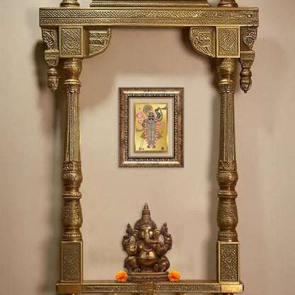 Diviniti 24K Gold Plated Shrinath Ji (Classic) Divine Wall and Table Top Frame for Home Mandir & Office Decor | Luxury Spiritual Gift