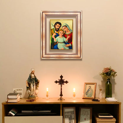 Diviniti 24K Gold Plated Holy Family (Classic) Divine Wall Frame for Home Mandir & Office Decor | Luxury Spiritual Gift