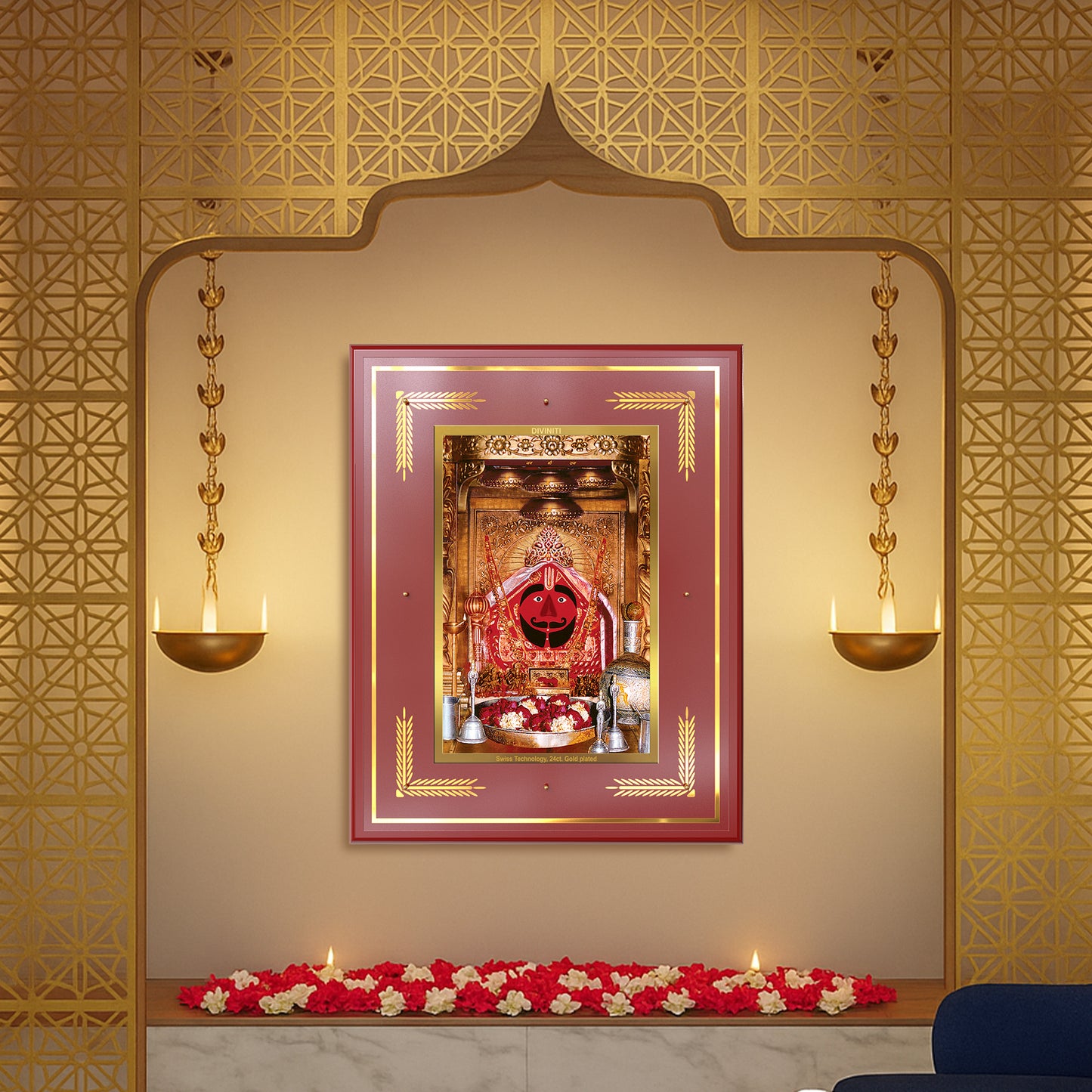 Salasar Balaji | Lord Hanuman of Salasar Dham Wall Mount Photo Frame in 24K Gold Plated Foil