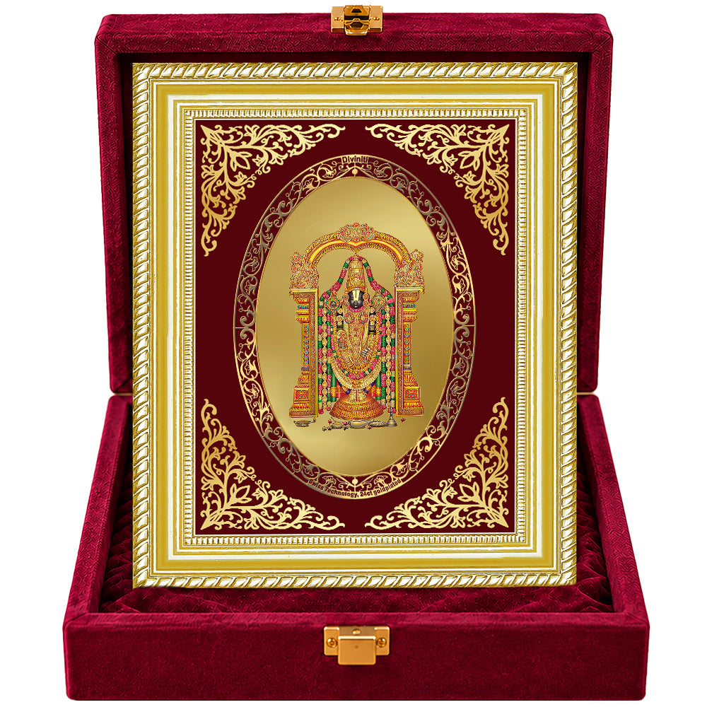 24K Gold-Plated Lord Tirupati Balaji Frame | Premium Gift Box | 26x20 CM