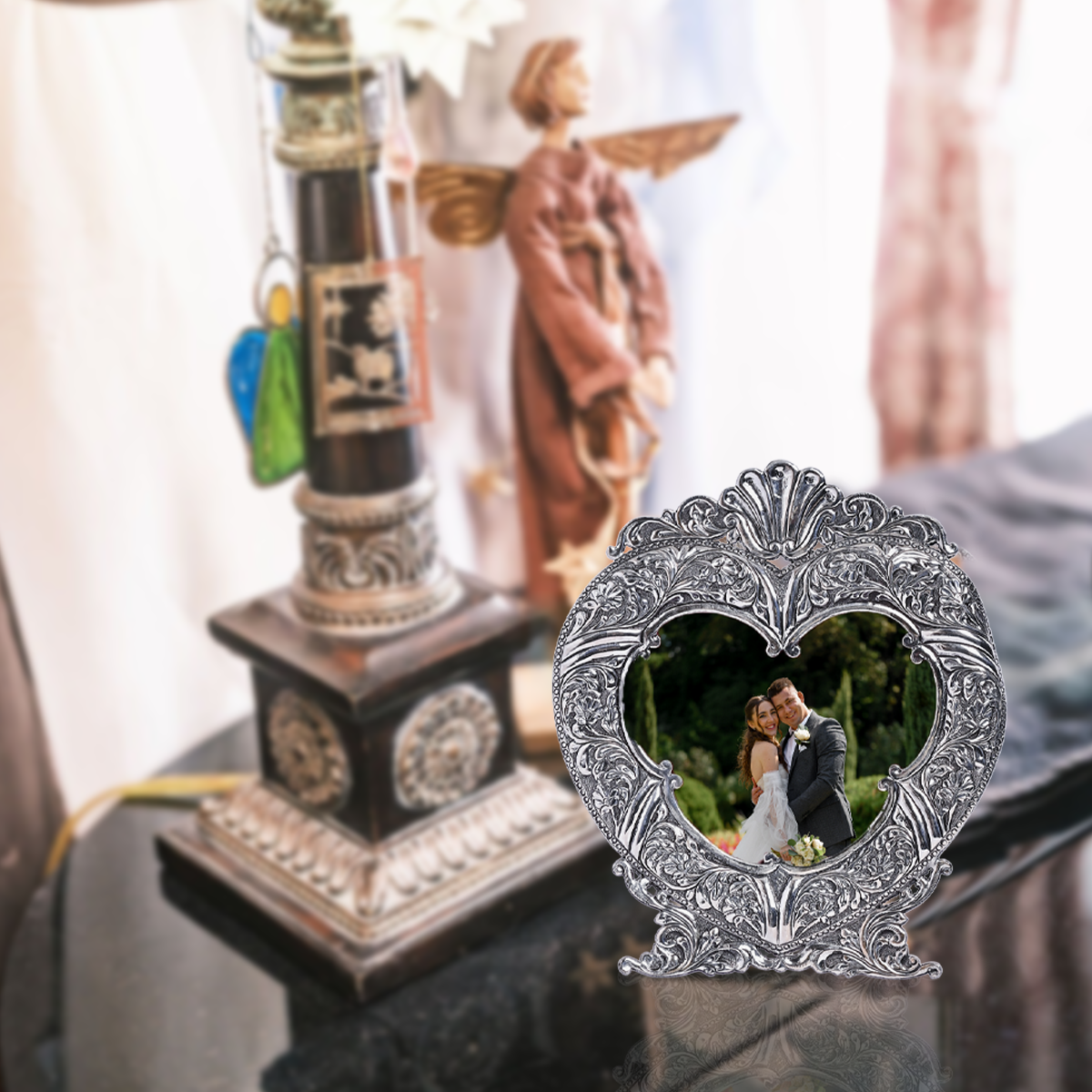 Pure Silver Photo Frame Hearth Design (19x21 cm 210g)