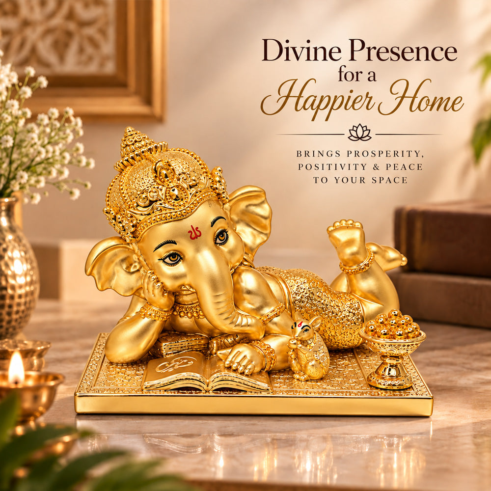 24K Gold-Plated Bal Ganesha Idol | Premium Gift Box | 12x14 CM
