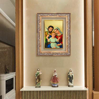 Diviniti 24K Gold Plated Holy Family (Classic) Divine Wall Frame for Home Mandir & Office Decor | Luxury Spiritual Gift