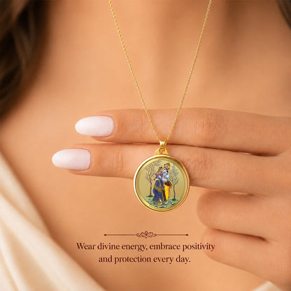 Diviniti 24K Double sided Gold Plated Pendant Radha Krishna & Laddu Gopal|18 MM Flip Coin