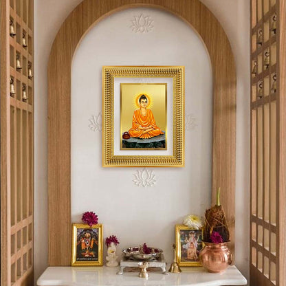 Diviniti 24K Gold Plated Buddha (Classic) Divine Wall Frame for Home Mandir & Office Decor | Luxury Spiritual Gift