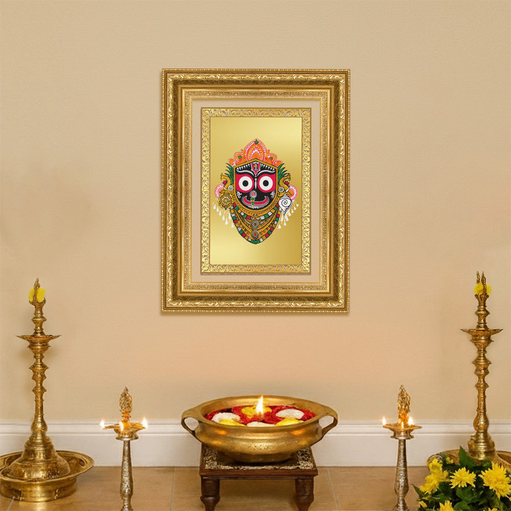 Diviniti 24K Gold Plated Jagannath (Classic) Divine Wall Frame for Home Mandir & Office Decor | Luxury Spiritual Gift
