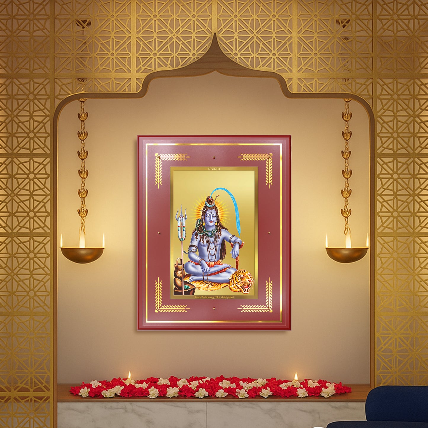 Lord Shiva | Mahadev The Supreme Consciousness Wall Mount Photo Frame in 24K Gold Plated Foil