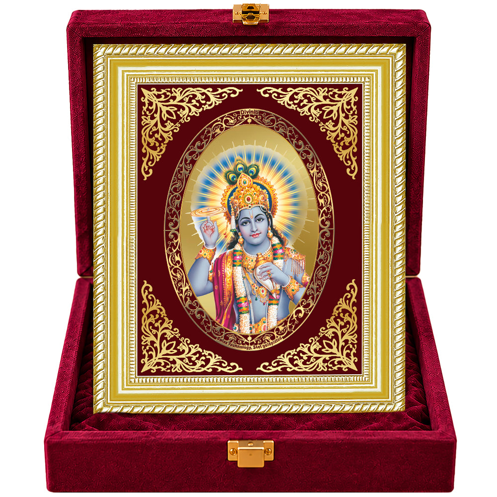 24K Gold-Plated Lord Vishnu Frame | Premium Gift Box | 26x20 CM