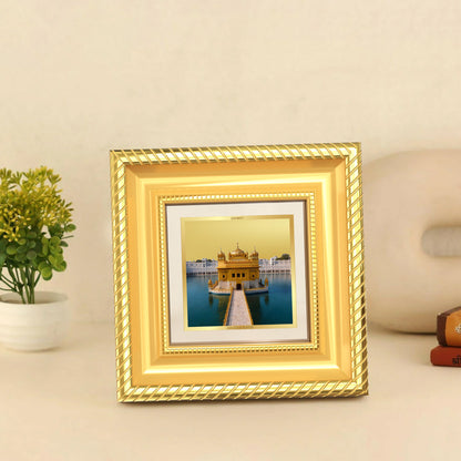 Diviniti Sachkhand Shri Darbar Sahib (Golden Temple) Tabletop Photo Frame in 24K Gold Plated Foil | Peace, Devotion & Divine Blessings | DG015S1A (10x10 CM)