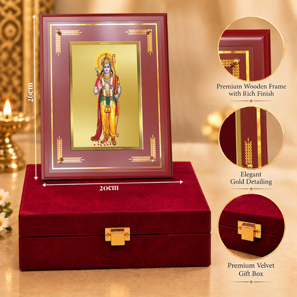 24K Gold-Plated Ram Ji MDF Frame | Premium Gift Box | 26x20 CM