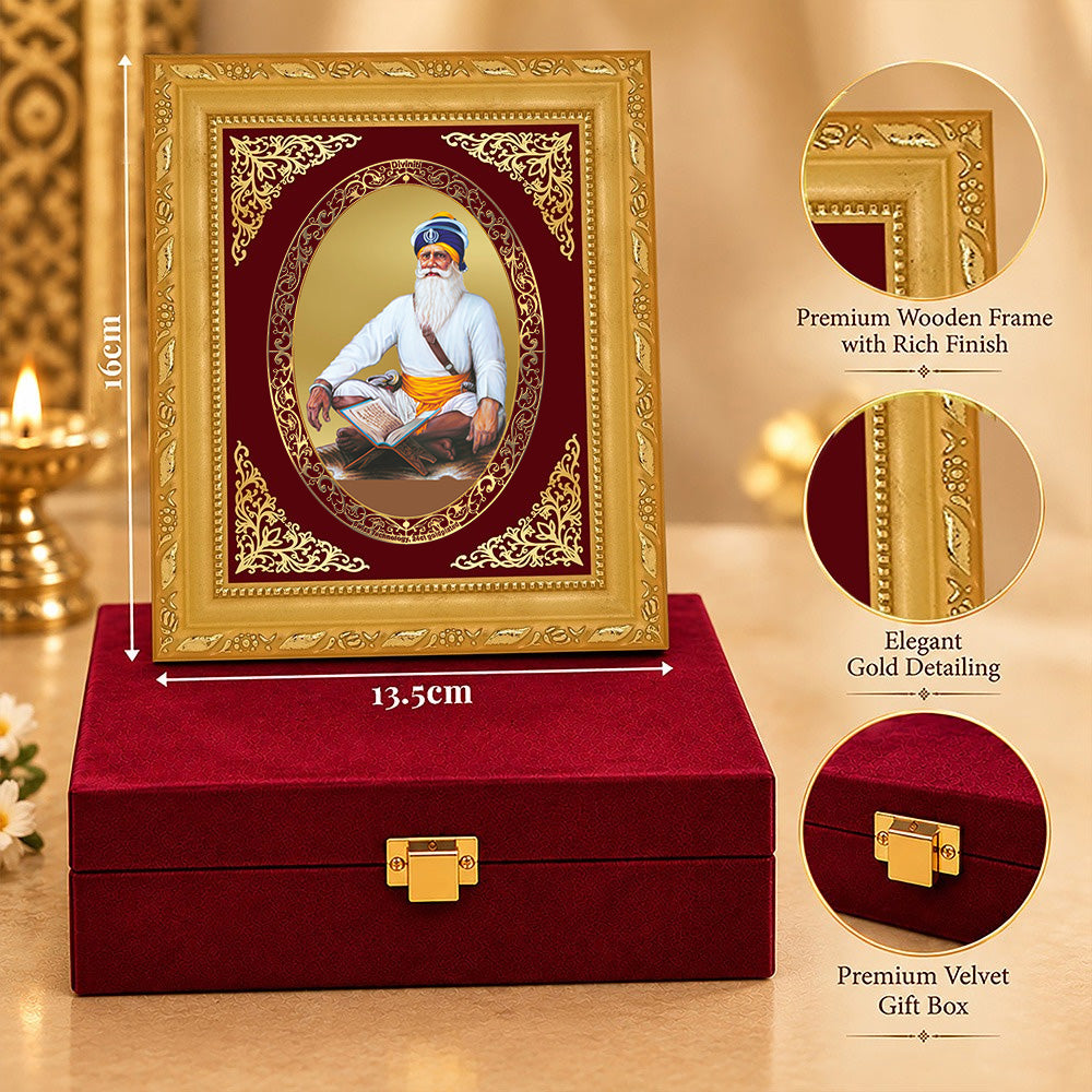 24K Gold-Plated Baba Deep Singh BG Frame | Premium Gift Box | 16 X 13.5 CM