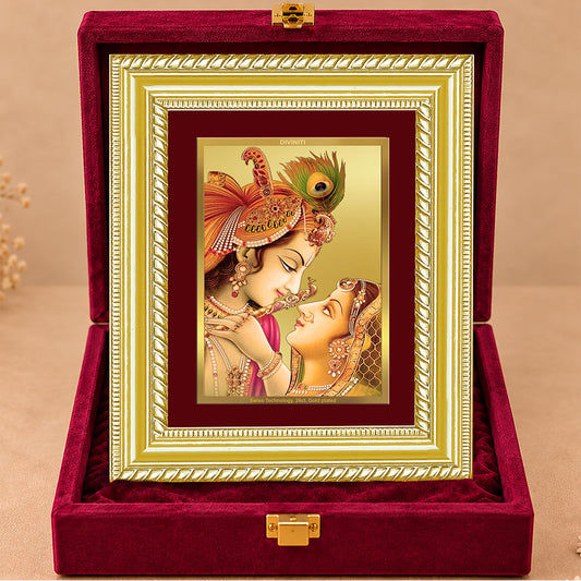 24K Gold-Plated Radha Krishna Frame | Premium Gift Box | 21.5x17.5 CM